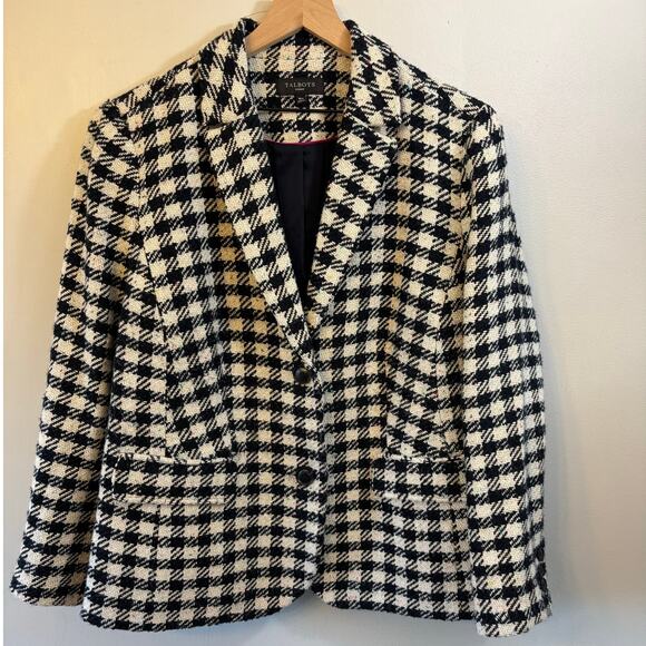 Talbots Houndstooth Wool Tweed Blazer Jacket Rainbow Speckle Plus Size 18w - Picture 2 of 8